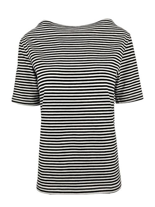t-shirt donna rigata bianco e nero Alessandro Aste | CO CALETTAMURANO